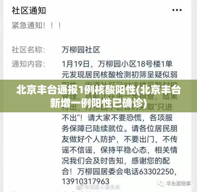 北京丰台通报1例核酸阳性(北京丰台新增一例阳性已确诊) 北京丰台通报1例核酸阳性(北京丰台新增一例阳性已确诊)