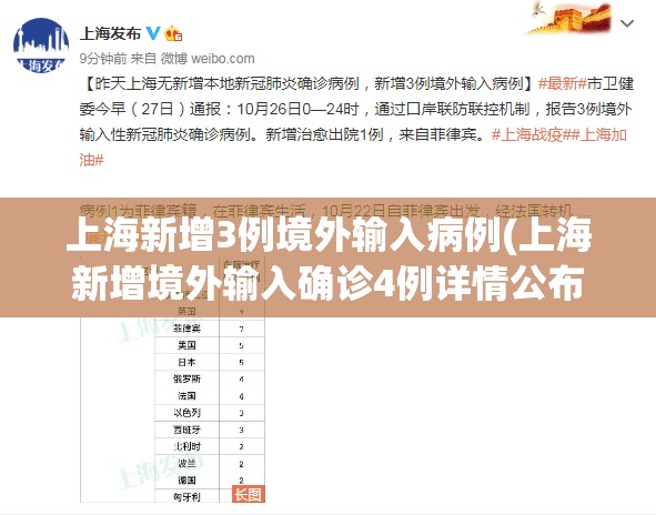 上海新增3例境外输入病例(上海新增境外输入确诊4例详情公布) 上海新增3例境外输入病例(上海新增境外输入确诊4例详情公布)
