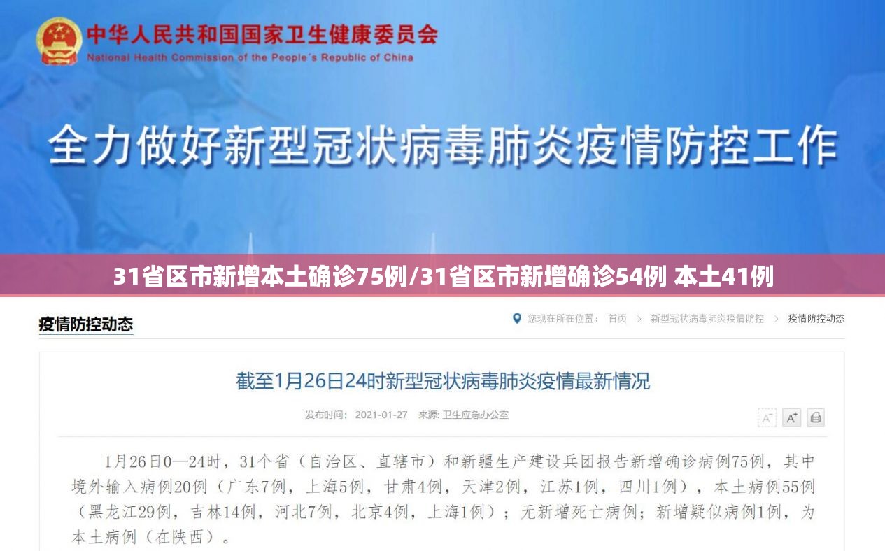 31省区市新增本土确诊75例/31省区市新增确诊54例 本土41例 31省区市新增本土确诊75例/31省区市新增确诊54例 本土41例