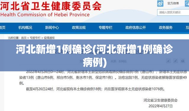 河北新增1例确诊(河北新增1例确诊病例) 河北新增1例确诊(河北新增1例确诊病例)