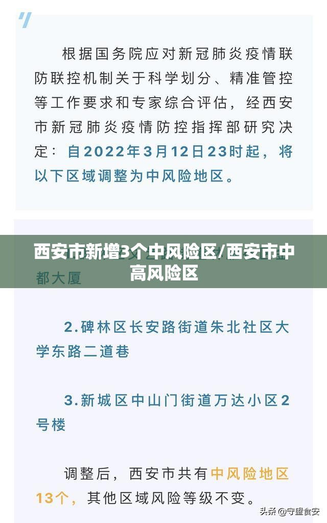 西安市新增3个中风险区/西安市中高风险区
