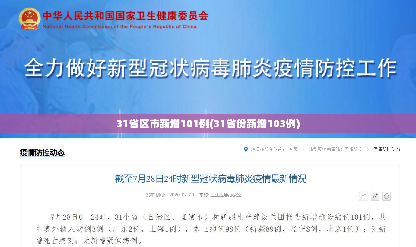 31省区市新增101例(31省份新增103例) 31省区市新增101例(31省份新增103例)