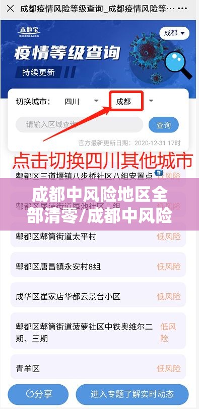 成都中风险地区全部清零/成都中风险地区增至3个 成都中风险地区全部清零/成都中风险地区增至3个