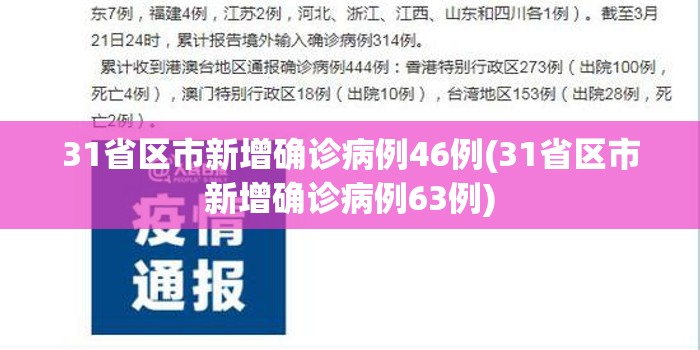 31省区市新增确诊病例46例(31省区市新增确诊病例63例) 31省区市新增确诊病例46例(31省区市新增确诊病例63例)
