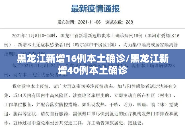 黑龙江新增16例本土确诊/黑龙江新增40例本土确诊 黑龙江新增16例本土确诊/黑龙江新增40例本土确诊