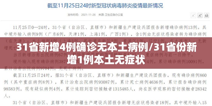31省新增4例确诊无本土病例/31省份新增1例本土无症状 31省新增4例确诊无本土病例/31省份新增1例本土无症状
