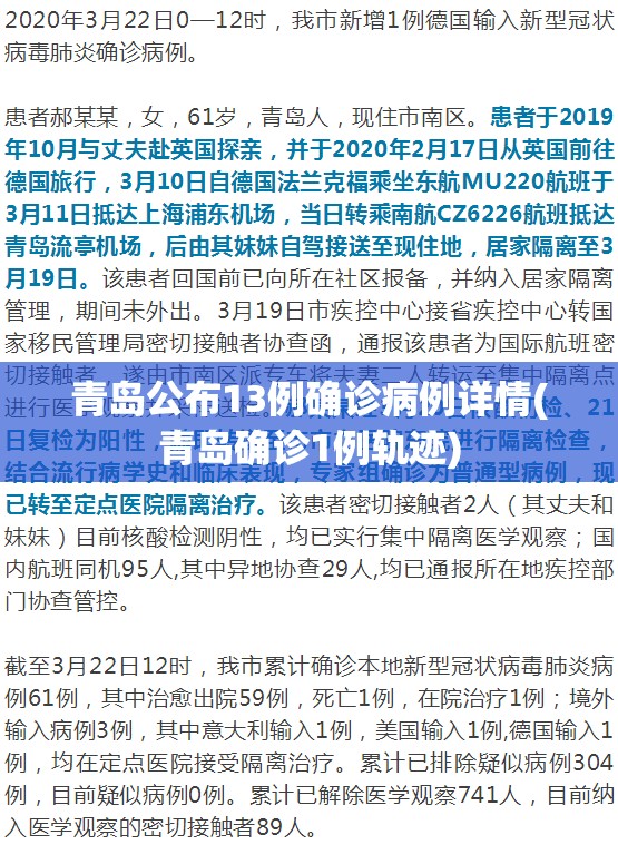 青岛公布13例确诊病例详情(青岛确诊1例轨迹)