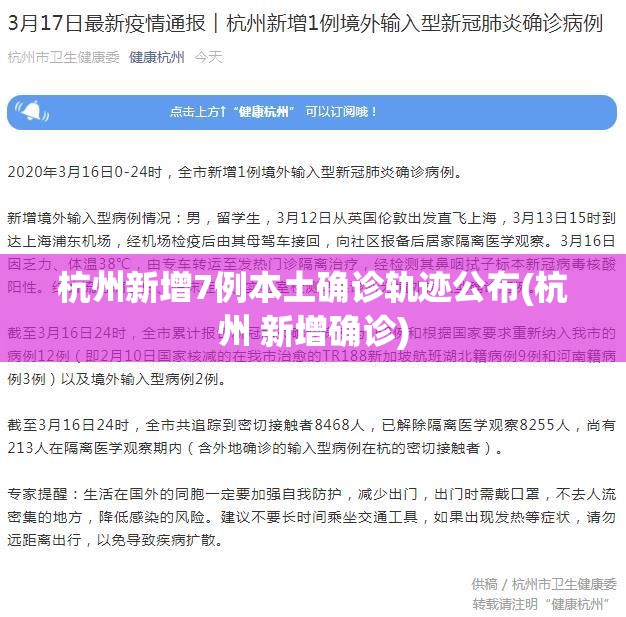 杭州新增7例本土确诊轨迹公布(杭州 新增确诊) 杭州新增7例本土确诊轨迹公布(杭州 新增确诊)