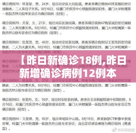 【昨日新确诊18例,昨日新增确诊病例12例本土病例9例】