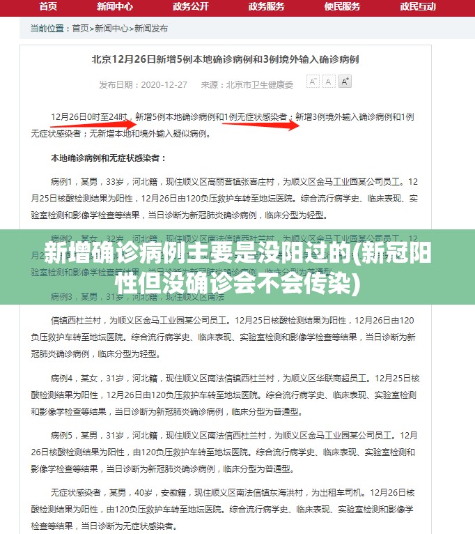 新增确诊病例主要是没阳过的(新冠阳性但没确诊会不会传染)