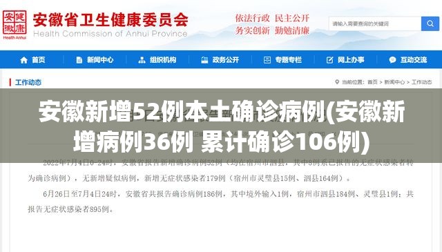 安徽新增52例本土确诊病例(安徽新增病例36例 累计确诊106例) 安徽新增52例本土确诊病例(安徽新增病例36例 累计确诊106例)