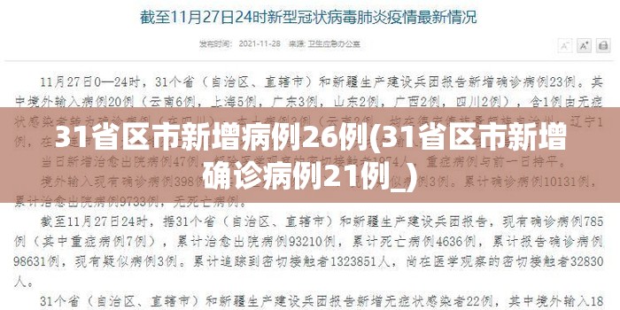 31省区市新增病例26例(31省区市新增确诊病例21例_) 31省区市新增病例26例(31省区市新增确诊病例21例_)