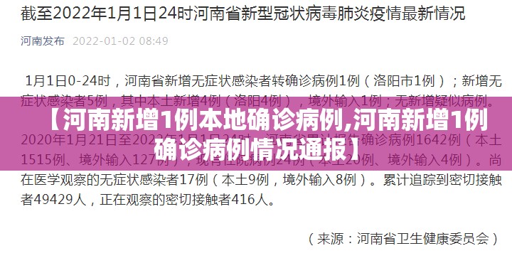 【河南新增1例本地确诊病例,河南新增1例确诊病例情况通报】