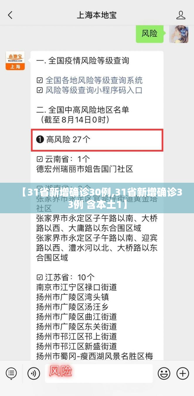 【31省新增确诊30例,31省新增确诊33例 含本土1】 【31省新增确诊30例,31省新增确诊33例 含本土1】