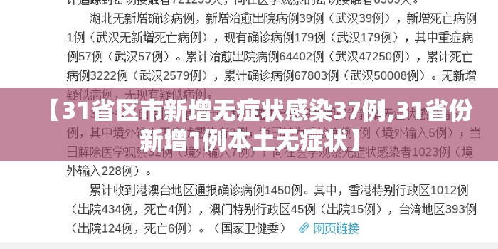【31省区市新增无症状感染37例,31省份新增1例本土无症状】