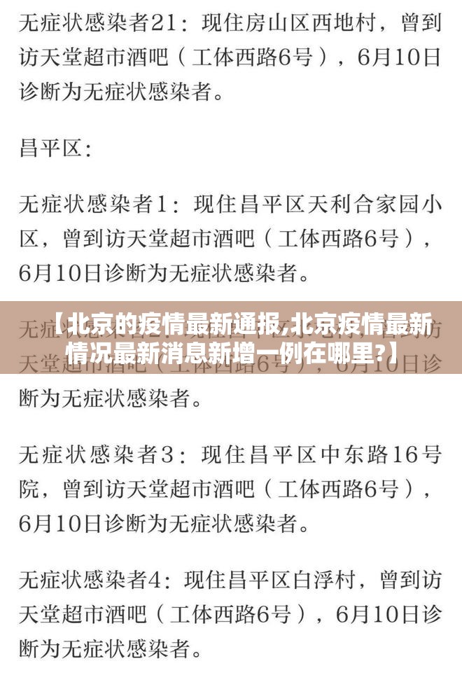 【北京的疫情最新通报,北京疫情最新情况最新消息新增一例在哪里?】 【北京的疫情最新通报,北京疫情最新情况最新消息新增一例在哪里?】