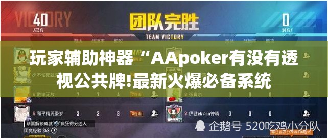 玩家辅助神器“AApoker有没有透视公共牌!最新火爆必备系统