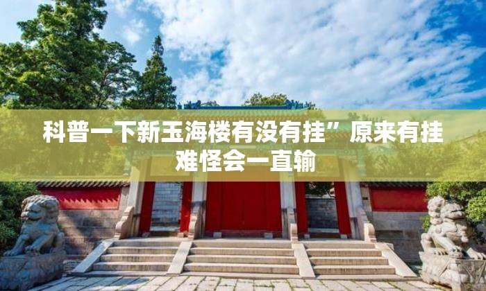 科普一下新玉海楼有没有挂”原来有挂 难怪会一直输
