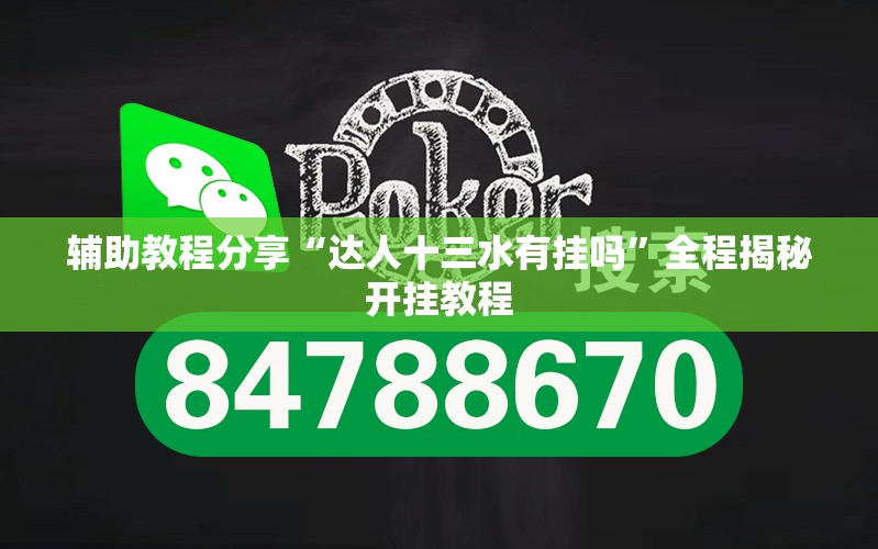 辅助教程分享“达人十三水有挂吗”全程揭秘开挂教程
